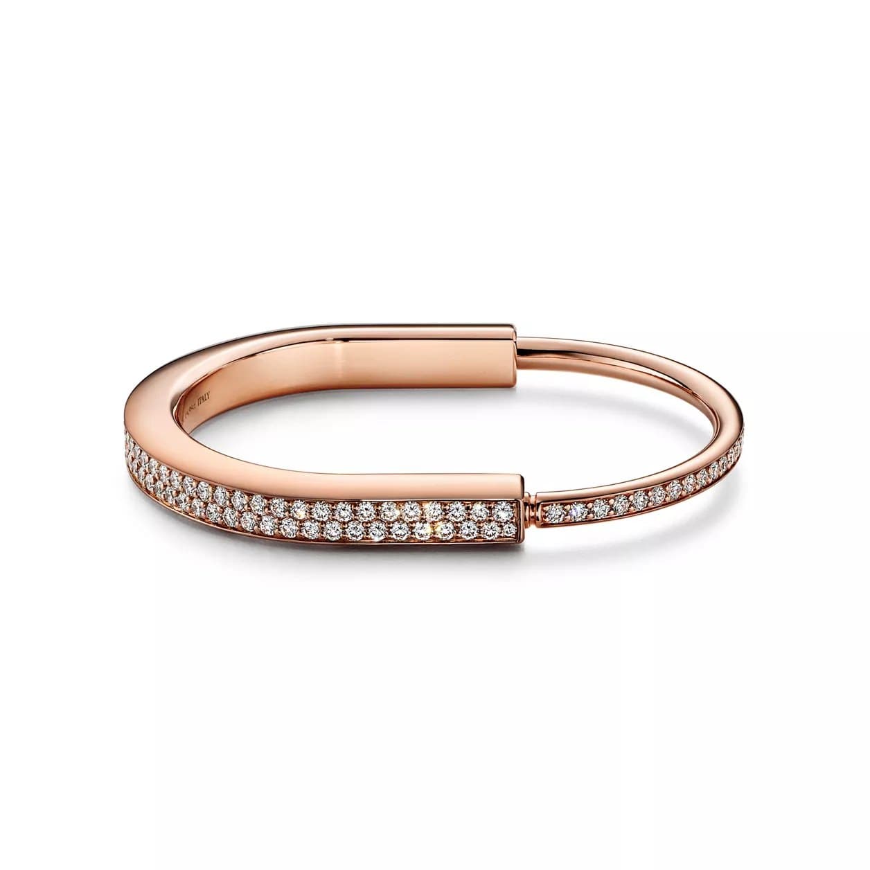 Rose Gold Tiffany & Co. Lock Bracelet Full Pave